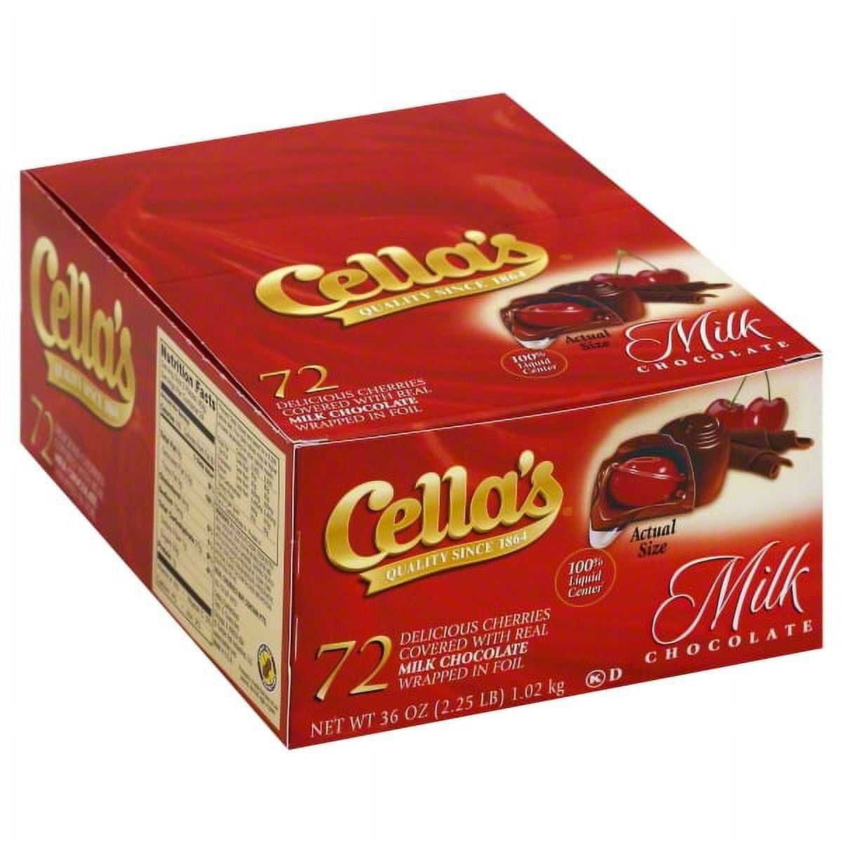 Cellas Covered Cherry Milk Chocolate, Nut and Gluten Free, 72 Ea